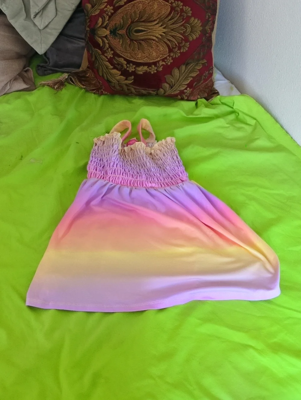 Girls Pastel Ombre Sundress with Smocked Bodice - Pink/Purple/Yellow